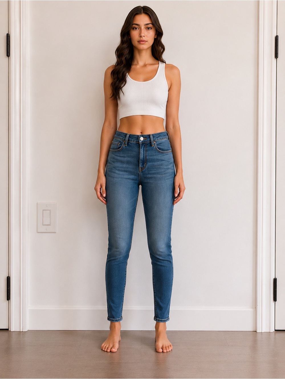 American Eagle Outfitters High Rise Skinny Jeans in Medium Blue